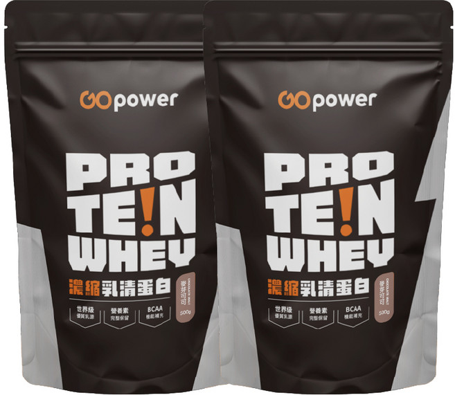 GOpower 果果能量 濃縮乳清蛋白【麥芽可可】高蛋白 健身補給, 500g, 2個