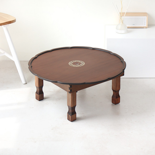 박씨상방 (2.0)연잎 엔틱 난초상감 원형밥상 60cm 2인용 3인용 원형상 소반