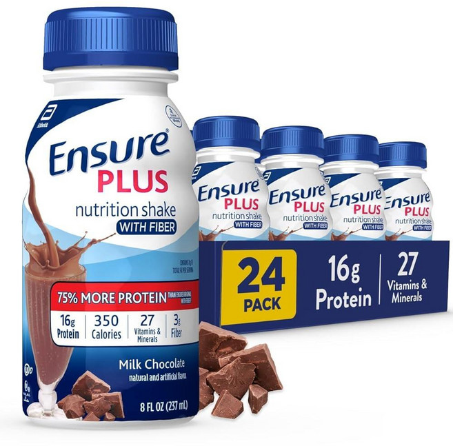 엔슈어 플러스 파이버 프로틴 뉴트리션 쉐이크 237ml 밀크 초콜릿 24팩, 24