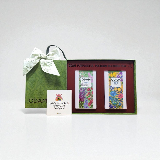 오담 건강차 2종 명절 선물 상견례 답례품 카페인없는 고급 블렌딩 몸에좋은차 디카페인 전통 꽃차 허브차 세트, 1박스, 오담 건강차 목앤차+휴식차 2종선물세트