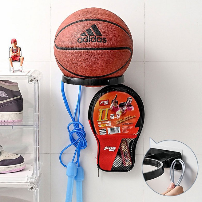 공간활용 접이식 공 거치대 진열대 멀티수납걸이, 5개, 블랙