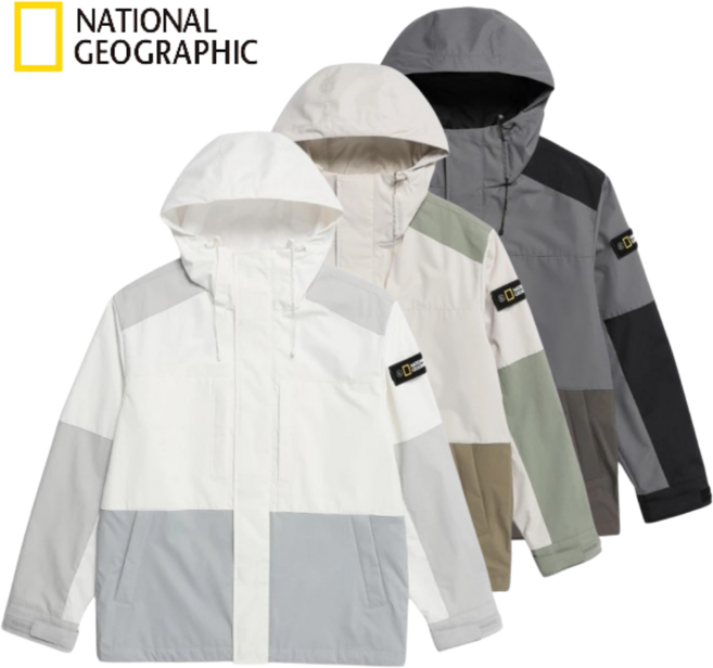 [매장발송] 내셔널지오그래픽 남성 바람막이 점퍼 후드 방풍 자켓 안감 메쉬 소매와펜 일상 등산 캠핑 트래킹 아웃도어