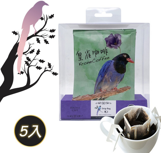 [Krone 皇雀] 阿拉比卡濾掛式手沖咖啡 薇薇特南果 5入組, 1個