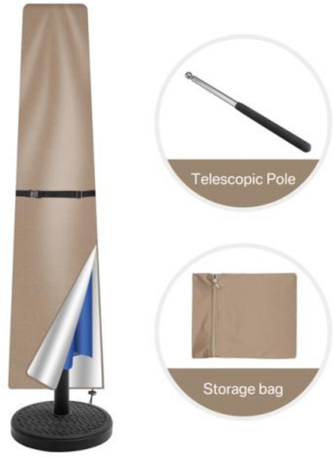 대형 파라솔 타프 스트레이트 커버 방수 보호 텔레스코픽 폴 지퍼 UV 방풍 정원 우산, 1개, 6) Khaki  190cm