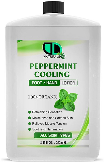 100% 천연 페퍼민트 쿨링 핸드 앤 풋 로션 염증을 진정시키고 부기 냉각 및 상쾌한 감각을 감소시키며 피부를 촉촉하고 부드럽게 해줍니다 (우편 250ml), 250 ml (Pack of 1), 1개, 250ml
