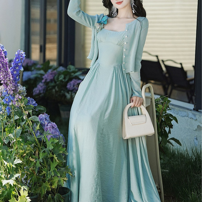 (대여) 에메랄드 슬림라인 힐링 투피스 세트 경성의상