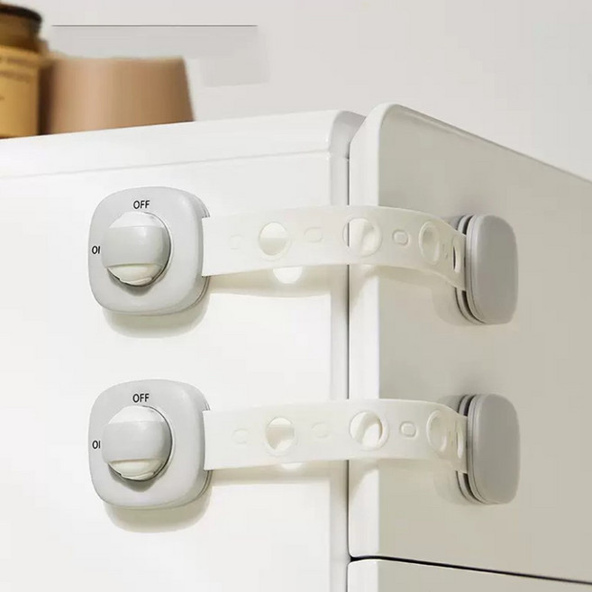 이중 서랍잠금장치 냉장고 싱크대 문 고리 열림 방지, 1개, 확장형 그레이 1개입