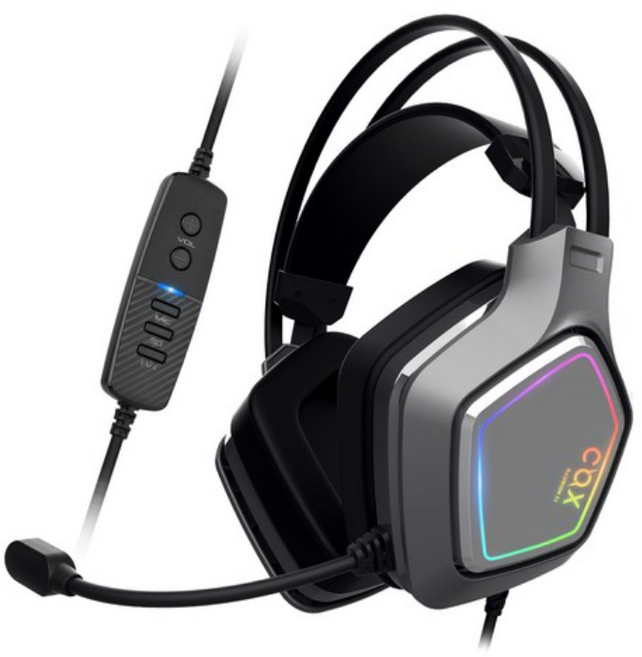 SCARLET 가상 7.1 RGB 진동 노이즈캔슬링 마이크 게이밍 헤드셋, 그레이, 단일 상품(COX정품/국내정발/게이밍헤드셋)