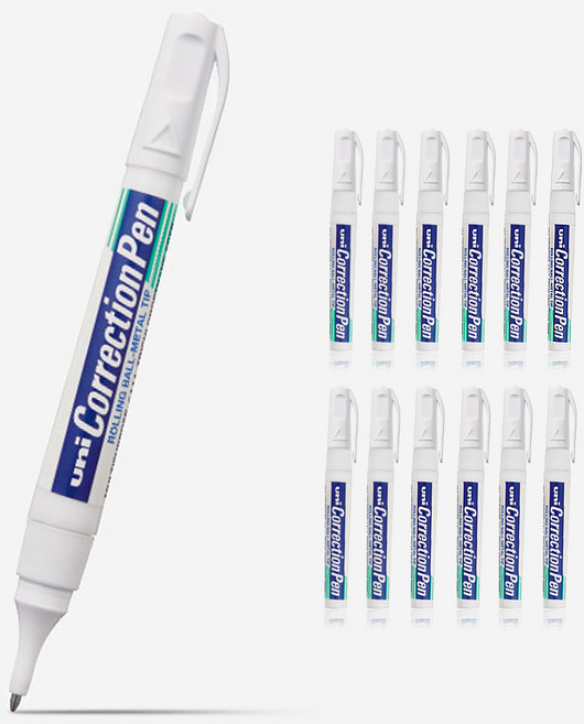 [알앤비문방구]미쓰비시 유니 3000 수정액 1타스(12개) CLP-300 화이트 correction pen, 12개, 8ml