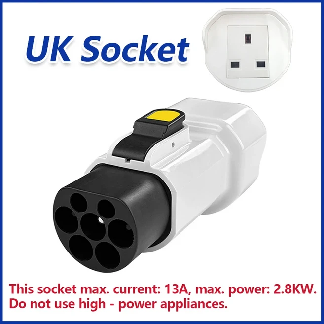 EVqiaoyi Type2 충전기에서 220V EV 어댑터: 수동 플러그에서 가정용 소켓 컨버터 모든 호환됨, 01 Type2 to 220V, 02 UK Socket