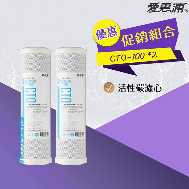 愛惠浦 EVERPURE CTO-100 活性碳濾心 二件一組, 1個