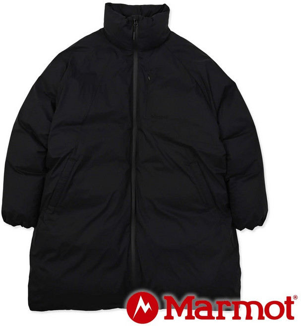Marmot 中性立領長版羽絨防風外套 UDW016 750FP 黑