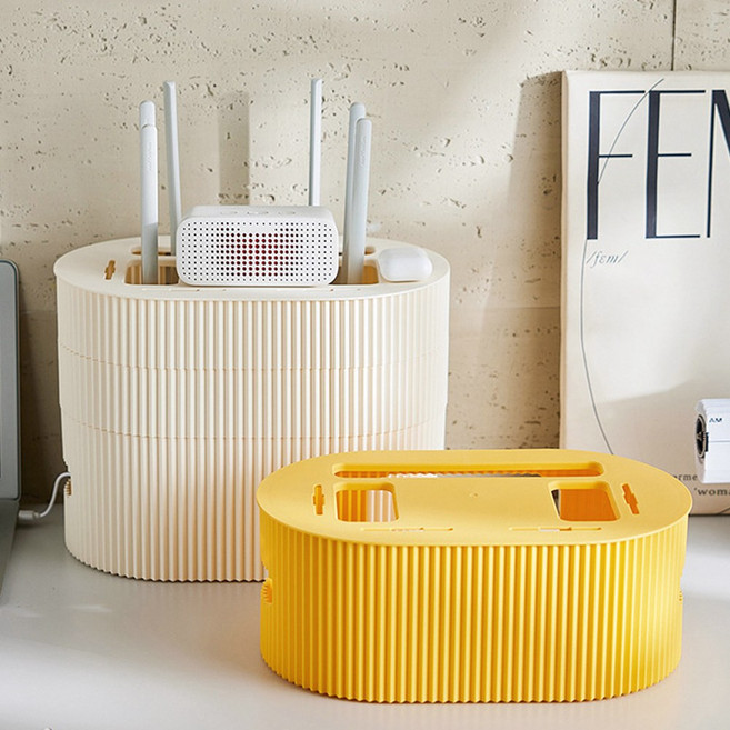 일상색감 공유기 멀티탭 셋톱박스 올인원 정리함, 아이보리, 1개