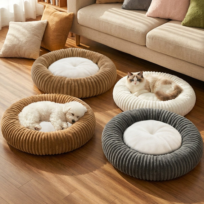 고양이 침대 강아지 방석 양면 사계절 패드 포함 대형 쿠션, 1개, 그레이