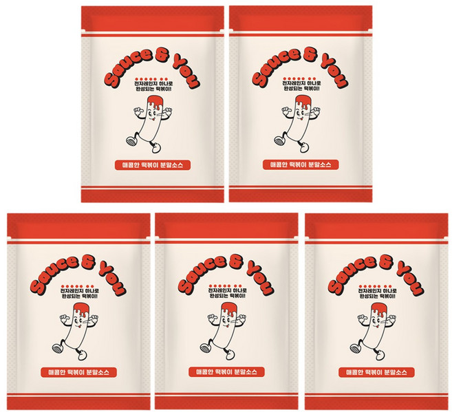 [매운맛] 소스앤유 전자레인지로 만드는 달콤매콤 떡볶이 분말소스 옛날분식집 황금레시피, 40g, 5개