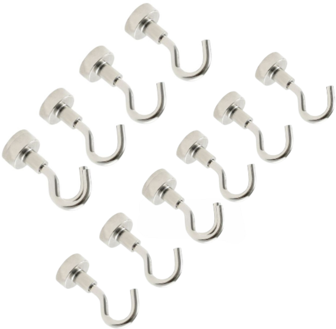 오디너리스탠다드 초강력 네오디움 고리자석, 고정고리형 샤이닝실버 후크 15mm, 10개