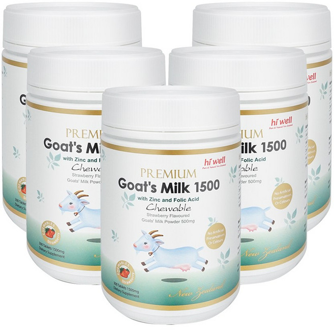 하이웰 프리미엄 산양유 300정 1개 뉴질랜드 산양 단백질 고트 밀크 츄어블, 5개