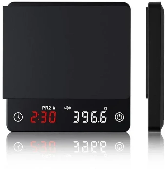 에스프레소 커피 주방 저울 SearchPean 미니 스마트 타이머 USB 2kg/0.1g 패드 남녀 선물 디지털 무게, 01 Black