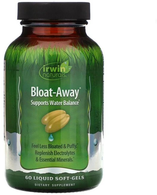 Irwin Naturals Bloat Away 어윈 네추럴스 블로트 어웨이 60 액상 소프트젤 칼륨 아마씨오일 히비스커스 함유 - 쿠팡