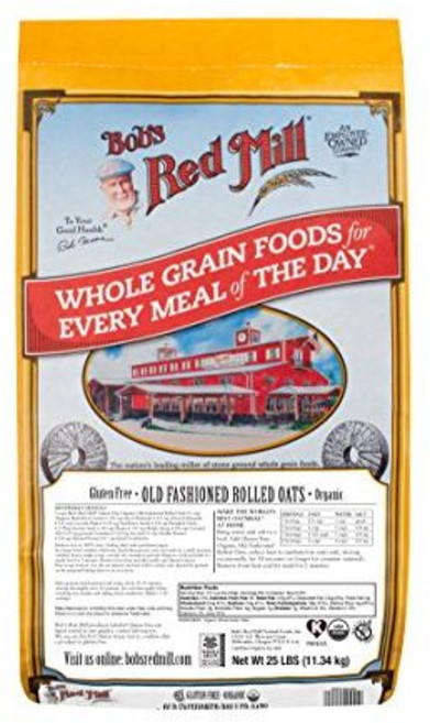 밥스 레드 밀 프리 유기농 옛날 방식 압착 귀리 25파운 Bob's Red Mill Gluten Free Organic Old Fashioned Rolled Oats 400o, 1개