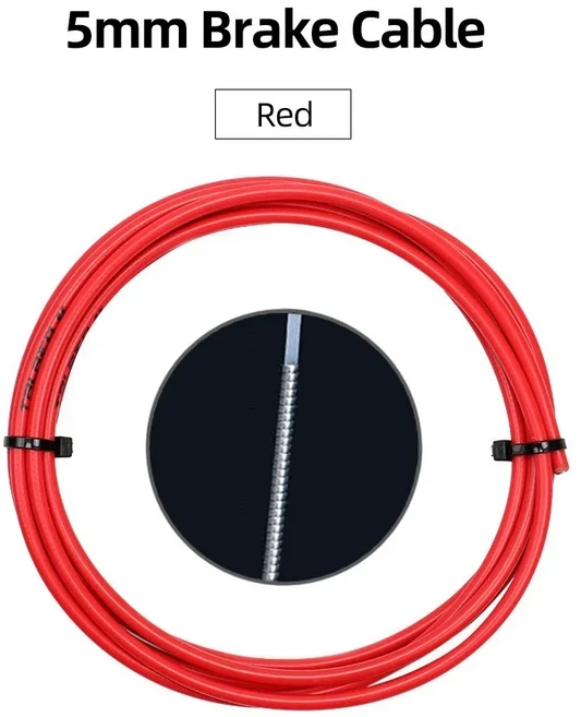 자전거 브레이크 케이블 및 시프트 케이블 하우징 MTB 도로 자전거 브레이크 시프터 드레일러 라인 튜브 3m 4mm 5mm, 09 Brake Cable-Red, 1