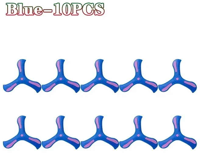 1 20PCS 애완 동물 및 14세 이상를위한 트라이 블레이드 부메랑 야외 장난감 안전 내구성 비행 디스크 가족, 05 Blue 10PCS