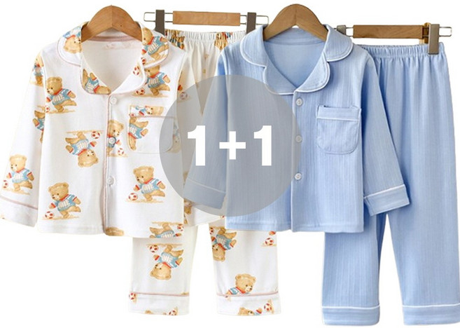 지디오 키즈 파자마 2종 1세트 남아 여아 도톰한 간절기 겨울 상하의 잠옷 투피스 홈웨어