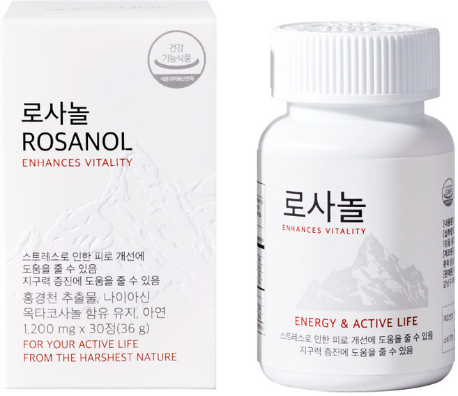 로사놀 스트레스 피로 회복 & 지구력 증진 영양제 1200mg, 1개, 30정