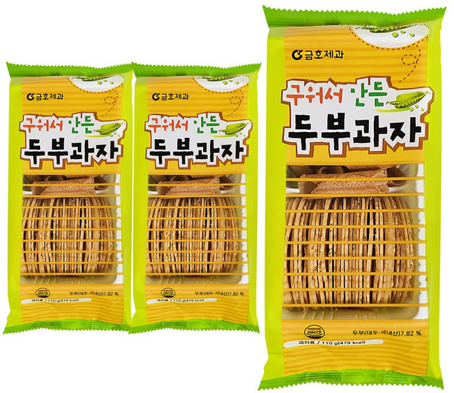 금호제과 저나트륨 전통 구워서 만든 두부과자, 3개, 110g