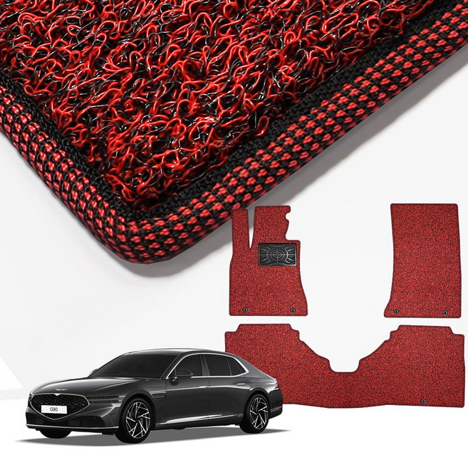 루카스 제네시스 G90 신형 코일매트 확장형 엣지코일 카매트, 레드, L엣지코일/90-2 G90 5인승/3P/22년~