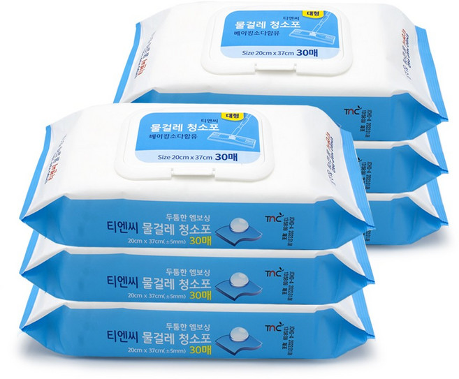 티엔씨 물걸레청소포 대형 30매, 6개