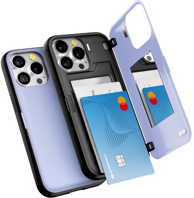 아이폰 심플 마그네틱 카드2장 수납 미러 도어 범퍼 휴대폰 케이스