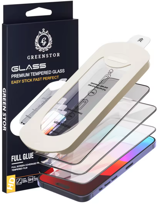 그린스토아 풀커버 터치강화 9H 고경도 이지가이드 강화유리필름 2P, 1세트