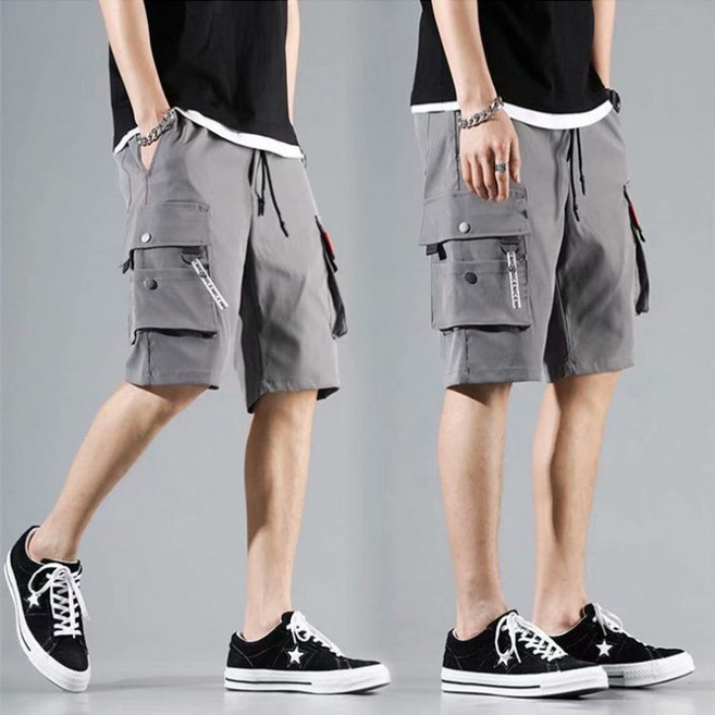 工裝短褲 美式工裝褲 男生短褲 五分褲 鬆緊帶短褲 韓風短褲