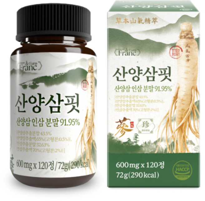 [정품] 산양삼 핏 산양삼 인삼 분말 91.95%, 1개, 120정