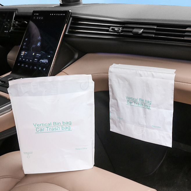 지프리모터스 차량용 쓰레기봉투 접착식 쓰레기통 세워지는 일회용, 3.7L, 60개