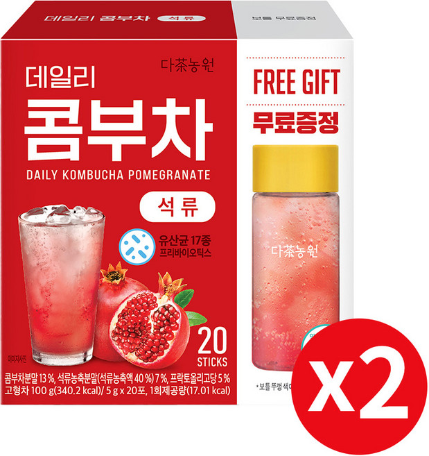 다농원 데일리 콤부차 석류, 5g, 20개입, 2개