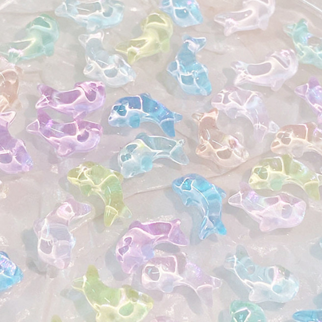 물결돌고래파츠9color 넓은 바다 생물 표현 귀여운 돌고래 바다 느낌 레진 공예 및 미니어처 겸용, #믹스3p, 1개