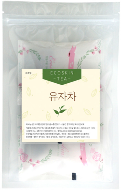 에코스킨 텀블러용 1L 대용량 티백 유자차, 5g, 3개, 1개입