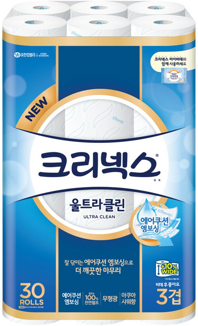 크리넥스 3겹 울트라클린 27m*30롤 794112, 27m