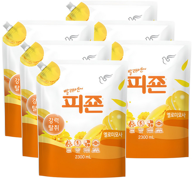 피죤 레귤러 섬유유연제 옐로미모사 리필, 2.3L, 6개