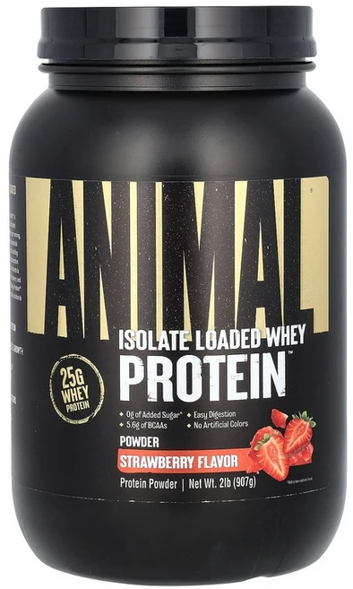 Animal 분리물 로디드 유청 단백질 분말 딸기 맛 907g(2lb) Animal (애니멀), 907g, 1개 - 쿠팡