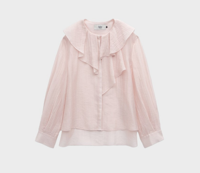 아틀리에나인 여성용 넥 플레어 러플 셔츠 BL-4293