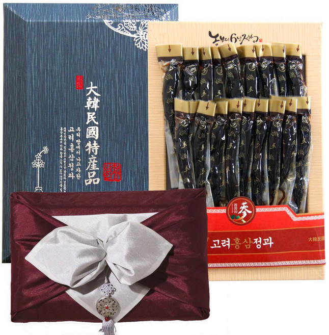 고려 홍삼 정과 600g 한지함 보자기포장 상견례 명절선물 부모님 선물, 1개, 레드보자기+노리개