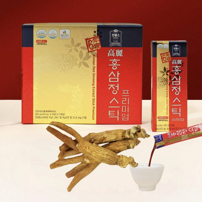 홍삼 액 국내산 6년근 발효 스틱형 당제로 진세노사이드 21mg 선물세트 10ml x 30포, 30개