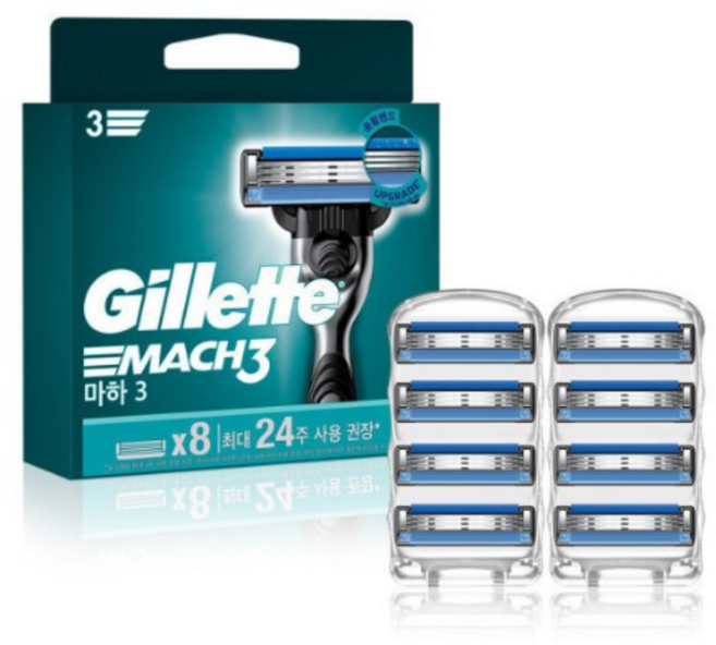 질레트 마하 3 면도날 과 마하3 면도기, 1개, 8개입