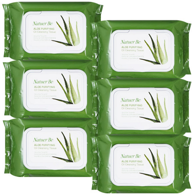 엔프라니 네추어비 알로에 퓨리파잉 오일 클렌징티슈 60매 6개, 60매입