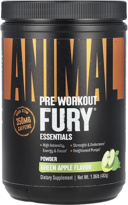 행복하고 건강하게 Animal Fury® 프리 워크아웃 파우더 청사과 맛 483g(1.06lb) 백년회로하세요, AnimalFury프리워크아웃파우더청사과맛483g106, 1개 - 쿠팡