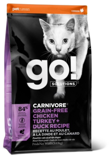 go 핏프리 그레인프리 치킨 칠면조 오리 레시피 고양이 사료, 닭, 3.63kg, 1개