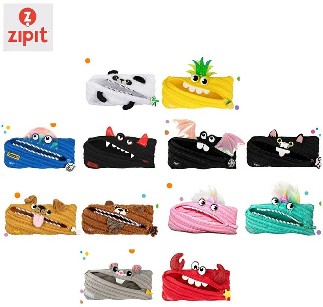 집잇 필통 ZIPIT 펜케이스 지퍼 풀리는 필통 동물 몬스터, 유니콘 몬스터(핑크)